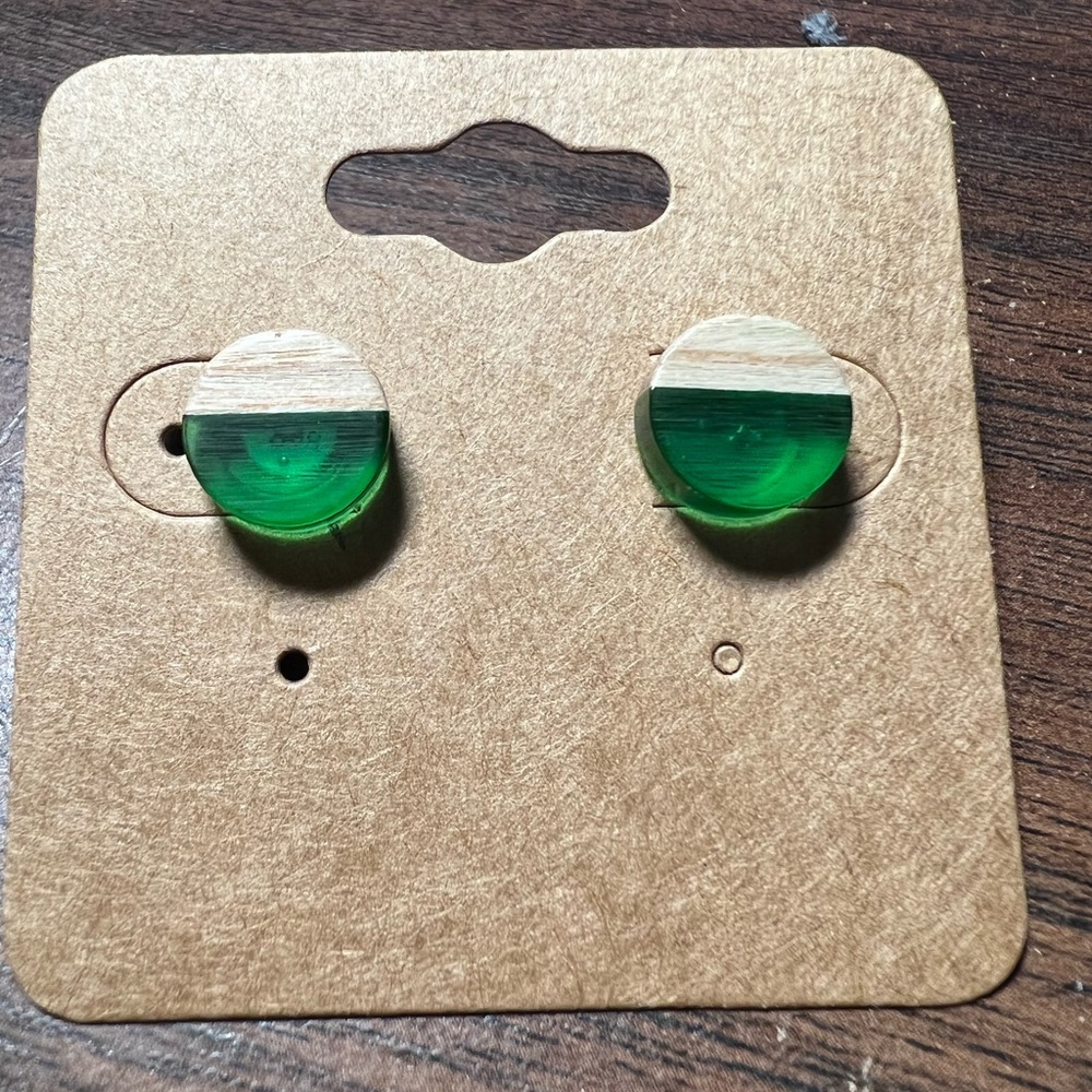 Wooden centers dipped in resin earrings